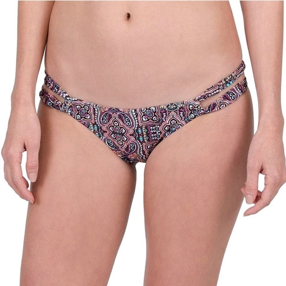 NWT - VOLCOM - Sea La Vie Modest Boho Multicolor Tribal Bikini Bottoms - Size XS